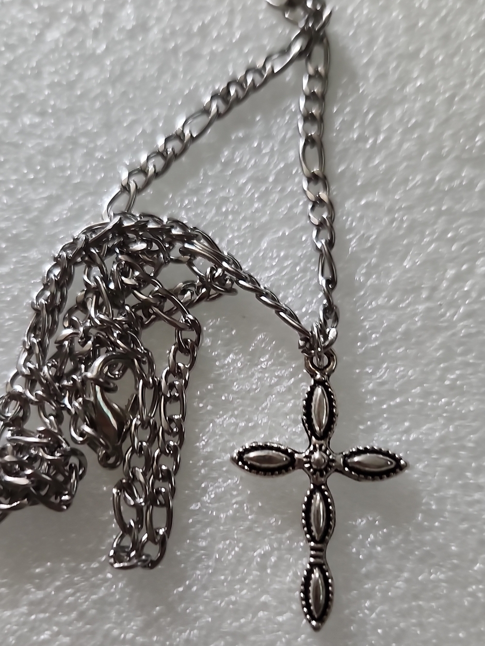 Hand Crafted Silver-Tone Cross Pendant Necklace